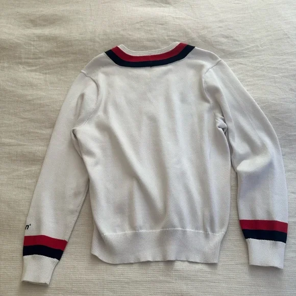 Polo by Ralph Lauren White V-Neck US Open Cricket Sweater